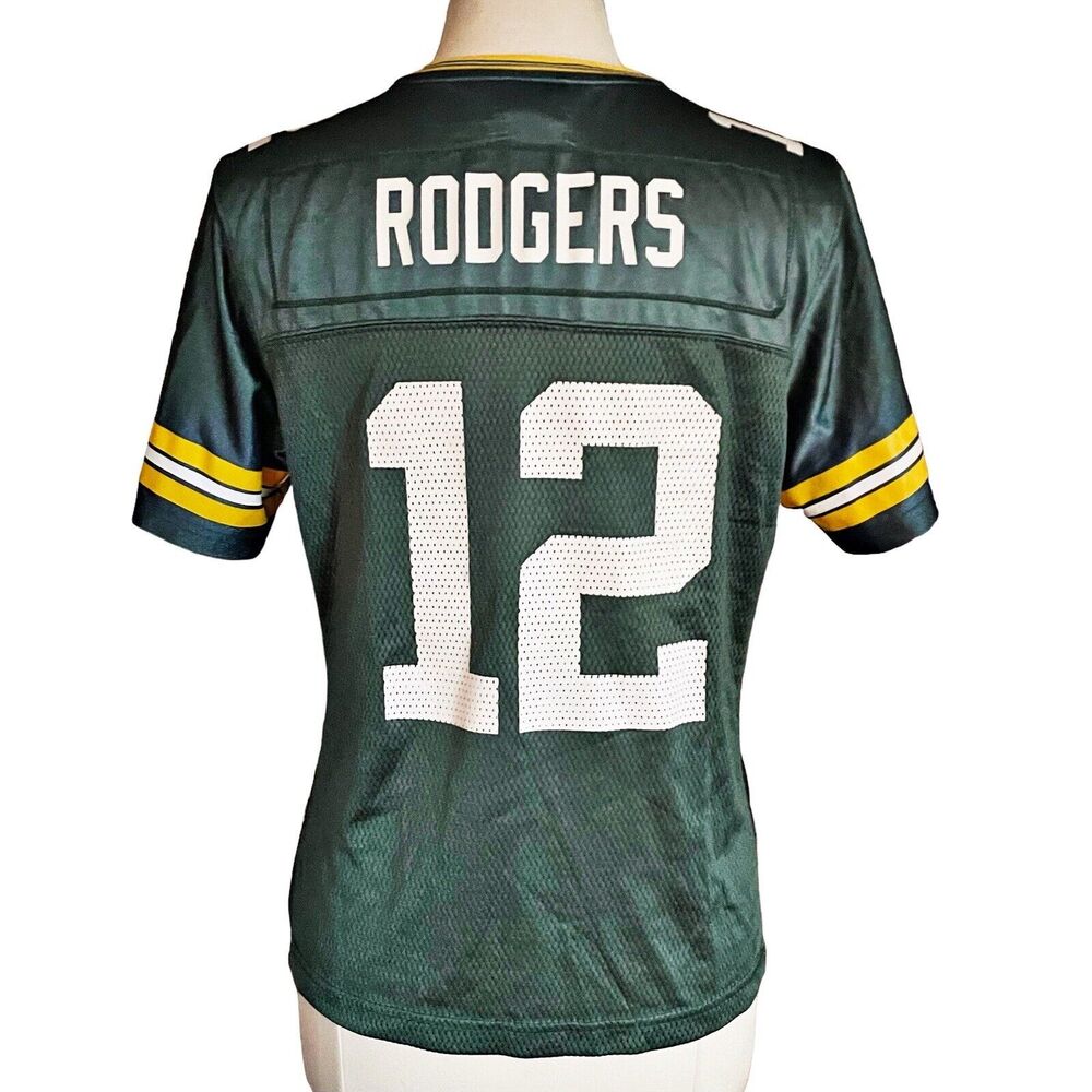 Aaron Rodgers 12 Green Bay Packers Jersey Womens Sz L Green Football Reebok NFL‎